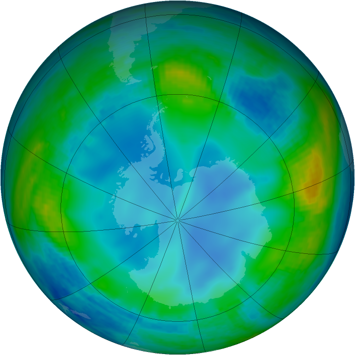Antarctic ozone map for 06 June 1988